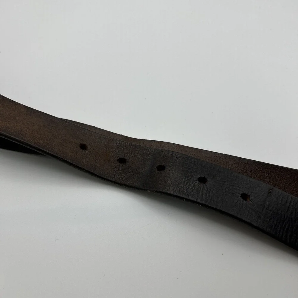 J Crew Italian Leather Belt Brown Roller Buckle J9189 Made In USA